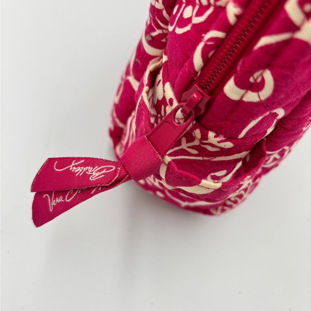 Vera Bradley Large Cosmetic Bag in Twirly Bird Pink Pattern, Waterproof Lining - Picture 5 of 11